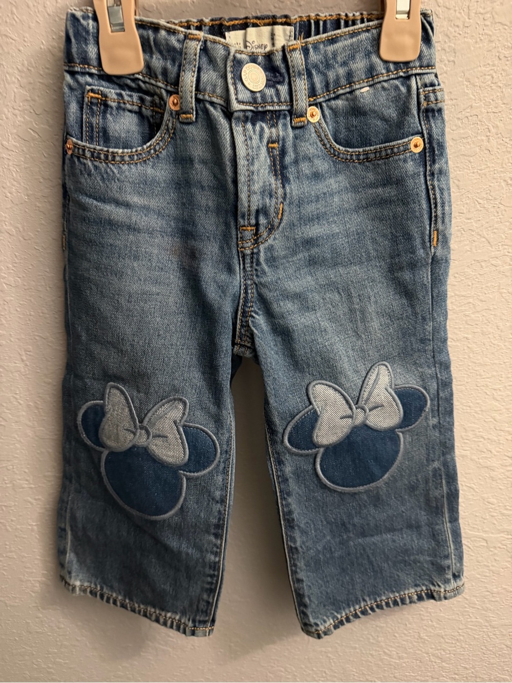 Disney Light Blue Denim Jeans with Bow Patch Knees